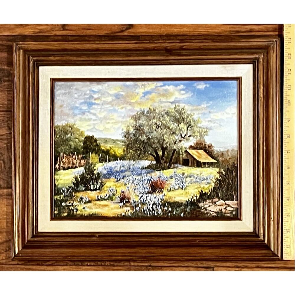 VTG Texas Bluebonnet Oil Painting on Canvas - Hill Country- Signed Eileen Arnold - Picture 14 of 15